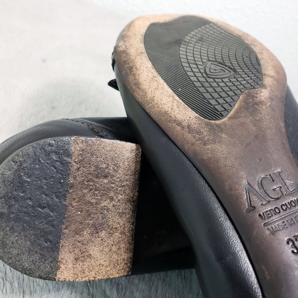 AGL Women's Italian Leather Leopard Print Toe Ballet Flats Slip On Loafers Shoes - Picture 10 of 14